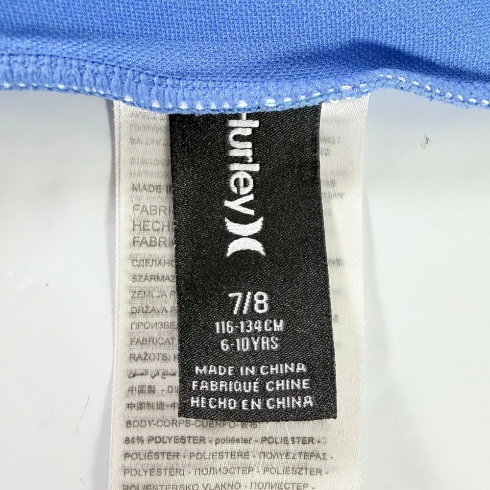 Hurley Girls Tie Dye One‎ Piece Swimsuit Silver Heart Logo Size 7/8 Blue Green